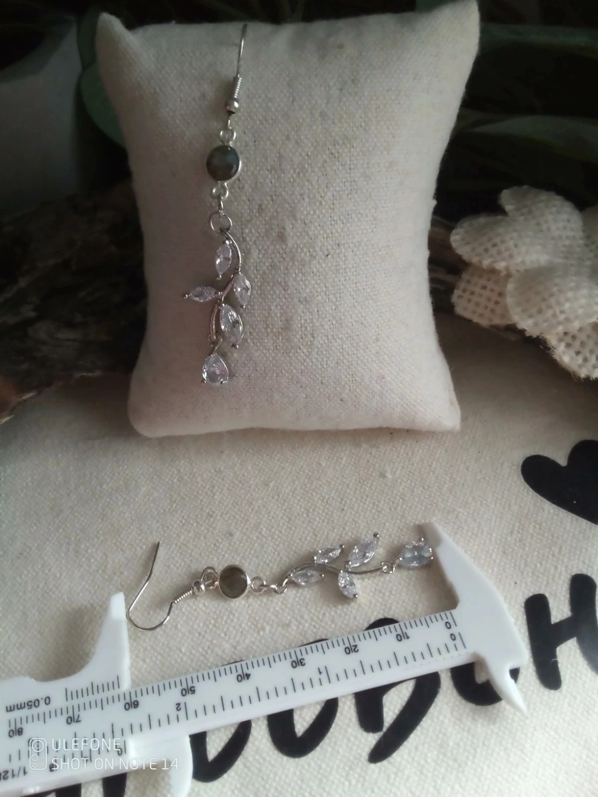 Boucles d'oreilles labradorite et cascade de zircons – photo 3
